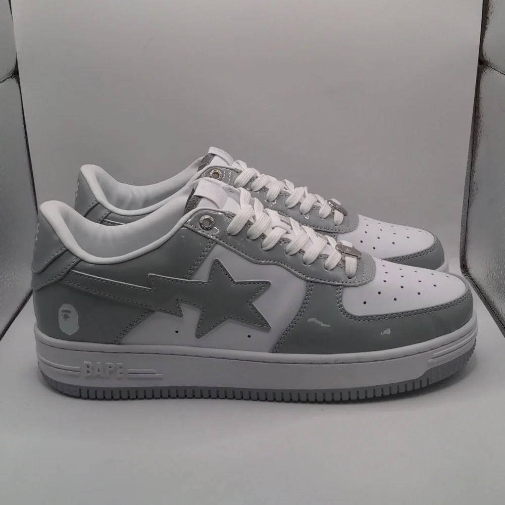 New A Bathing Ape Bapesta Men's Sneakers Light Grey Sz 12 - Picture 1 of 13